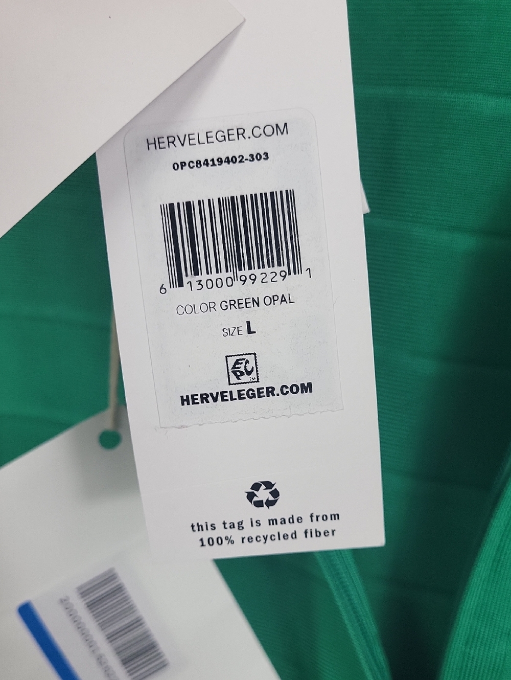 Herve Leger Green Textured Bandage Mini Dress. Size L - Picture 9 of 14